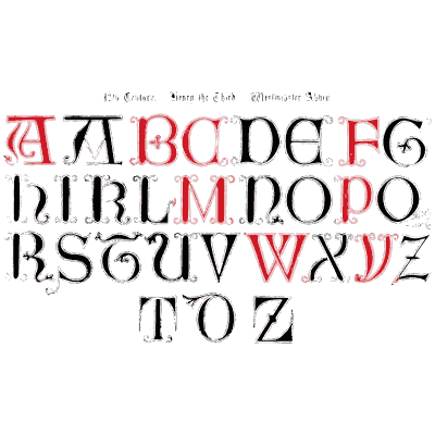 Bold rounded capitals in red and black - The Book of Ornamental Alphabets, Ancient and Modern - 1859