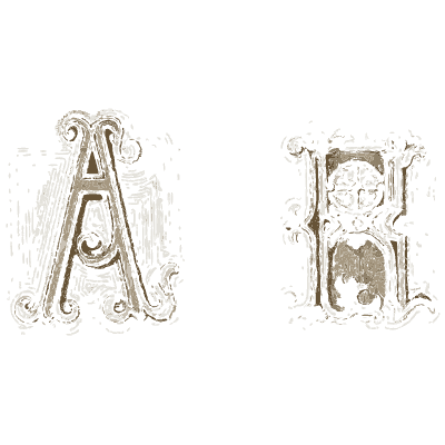 Ornate initial letters A and H - The Book of Ornamental Alphabets, Ancient and Modern - 1859