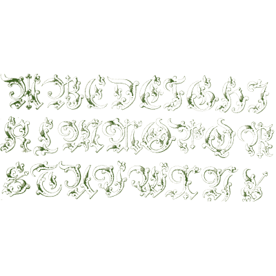 Pale green floriated capitals - The Book of Ornamental Alphabets, Ancient and Medieval - 1862