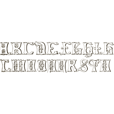 Grey outline gothic capitals - The Book of Ornamental Alphabets, Ancient and Medieval - 1862