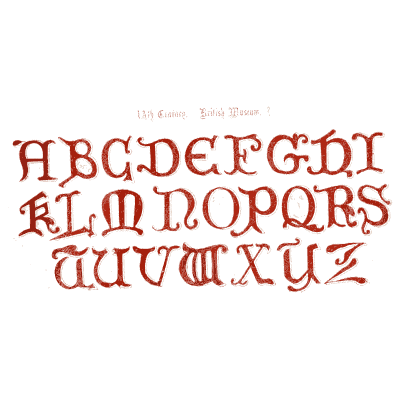 Red gothic capitals 01 - The Book of Ornamental Alphabets, Ancient and Medieval - 1862