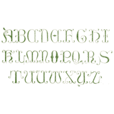 Outlined green gothic capitals - The Book of Ornamental Alphabets, Ancient and Medieval - 1862