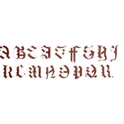 Dark red blackletter capitals - The Book of Ornamental Alphabets, Ancient and Medieval - 1862