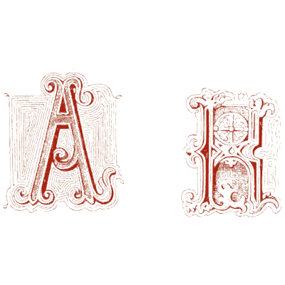 Initials A and H - The Book of Ornamental Alphabets, Ancient and Medieval - 1862
