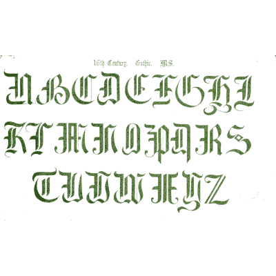 Green gothic capitals - The Book of Ornamental Alphabets, Ancient and Medieval - 1862