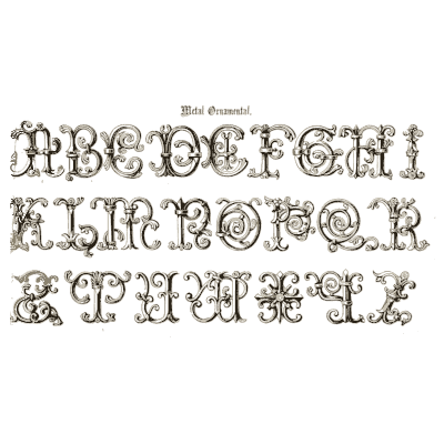 Metal ornamental capitals - The Book of Ornamental Alphabets, Ancient and Medieval - 1862