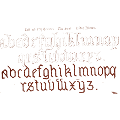 Two lowercase alphabets - The Book of Ornamental Alphabets, Ancient and Medieval - 1862