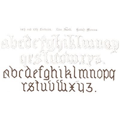 Two lowercase alphabets - The Book of Ornamental Alphabets - 1914