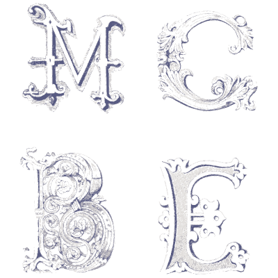 Foliated initial letters M, C, B and E - The Book of Ornamental Alphabets - 1914