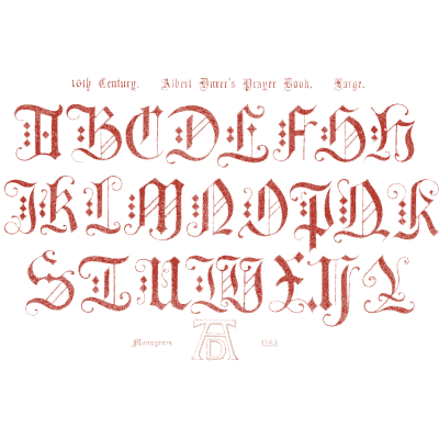 Red gothic capitals 01 - The Book of Ornamental Alphabets - 1914
