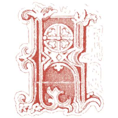 Illuminated initial H in red - The Book of Ornamental Alphabets - 1914