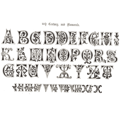 Decorated capitals and numerals - The Book of Ornamental Alphabets - 1914