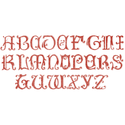 Red manuscript capitals - The Book of Ornamental Alphabets - 1914