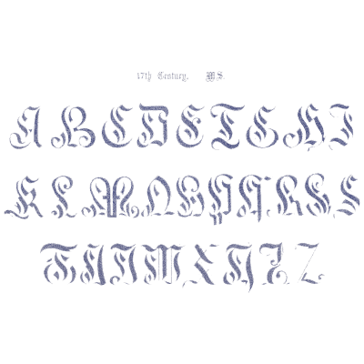 Blue gothic capitals - The Book of Ornamental Alphabets - 1914