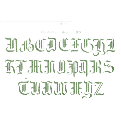 Green gothic capitals - The Book of Ornamental Alphabets - 1914