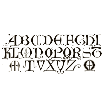Medieval uncial capitals alphabet - The Signist's Book of Modern Alphabets - 1906
