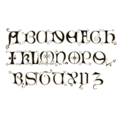 Rounded gothic capitals with flourishes - The Signist's Book of Modern Alphabets - 1906