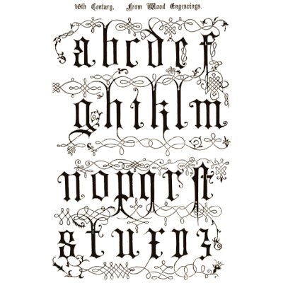 Blackletter lowercase with penwork - The Signist's Book of Modern Alphabets - 1906
