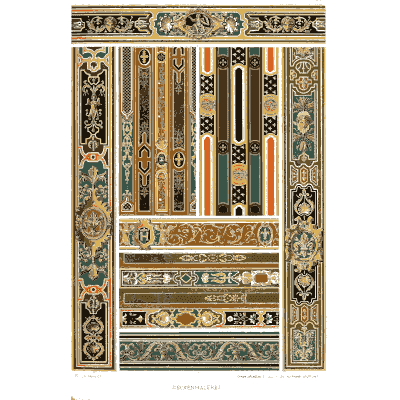 Inlaid pilaster panels in green and red - Der Ornamentenschatz - 1887