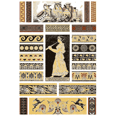 Greek key bands and red figure vase painting - Der Ornamentenschatz - 1887