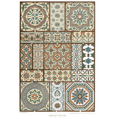 Faience tiles in star and rosette patterns - Der Ornamentenschatz - 1887