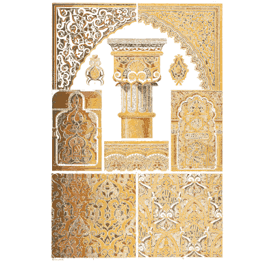 Moorish horseshoe arch and arabesque panels - Der Ornamentenschatz - 1887