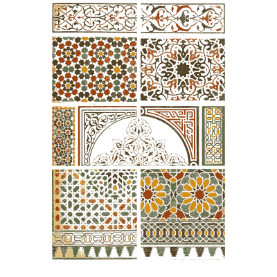 Moorish star tiles and arabesque panels - Der Ornamentenschatz - 1887
