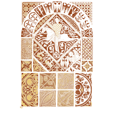 Interlace medallion with cross and mosaic floor - Der Ornamentenschatz - 1887