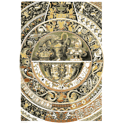 Circular rosette with vessels and arabesque - Der Ornamentenschatz - 1887