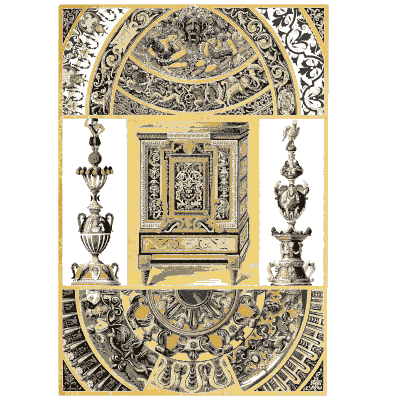 Domed medallion and candelabra shrine with vases - Der Ornamentenschatz - 1887