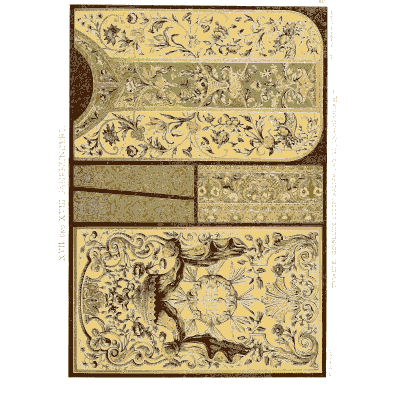 Vault panel of foliate scrolls with bird - Der Ornamentenschatz - 1887