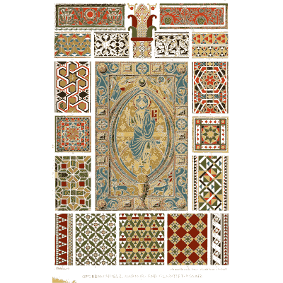 Tile panels around a standing figure - Der Ornamentenschatz - 1887