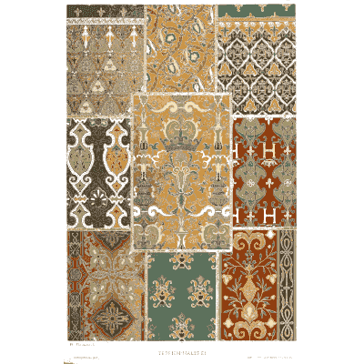 Woven repeats with scroll and lattice patterns - Der Ornamentenschatz - 1887