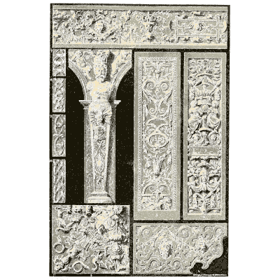 Carved column with relief panels - Der Ornamentenschatz - 1887