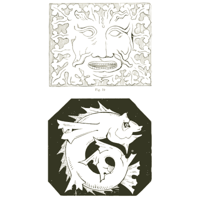 Leaf mask tile and dolphin - Principles of Decorative Design - 1873