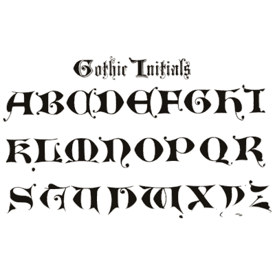Gothic initials alphabet - Draughtsman's Alphabets - 1877