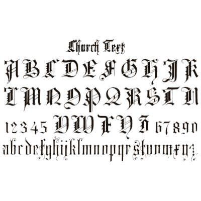 Church text alphabet - Draughtsman's Alphabets - 1877