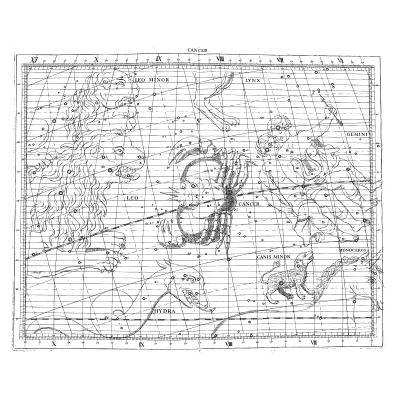 Cancer star chart - Atlas Coelestis - 1729