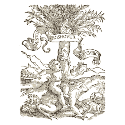 Printer's device with tree and putti - Icones Animalium - 1560