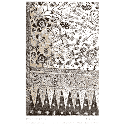 Printed floral cloth with triangle border - Historic Textile Fabrics - 1923