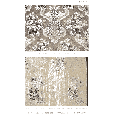 Floral damask with scattered sprigs - Historic Textile Fabrics - 1923
