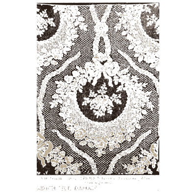 Flower wreath on a lace ground - Historic Textile Fabrics - 1923