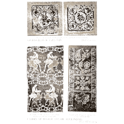 Textile panels of rosettes and facing beasts - Historic Textile Fabrics - 1923