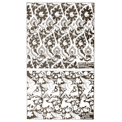 Ogee floral repeat above a scrolling band - Historic Textile Fabrics - 1923