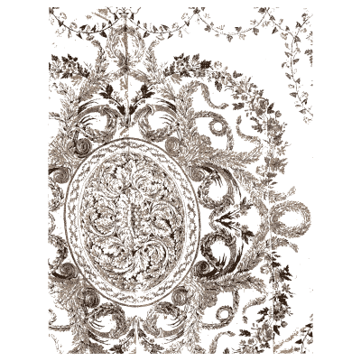 Oval medallion on worn cloth - Historic Textile Fabrics - 1923