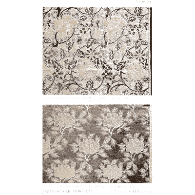 Brocades of flowers on curling stems - Historic Textile Fabrics - 1923