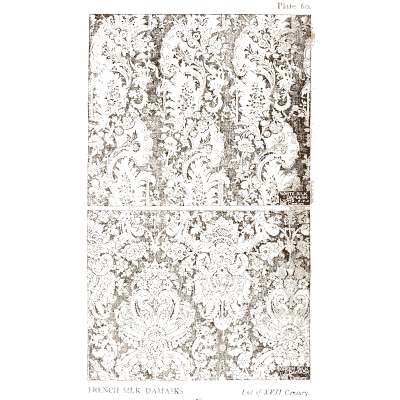Damask of flowers on waving stems - Historic Textile Fabrics - 1923