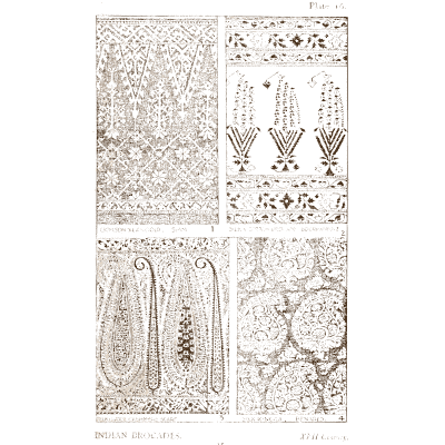 Printed panels with boteh sprigs and lattice - Historic Textile Fabrics - 1923