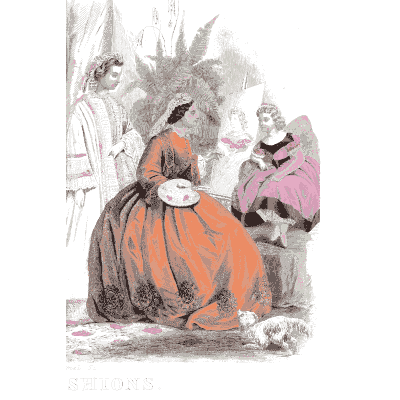 Woman in an orange crinoline - Godey's Lady's Book, January 1864 - 1864