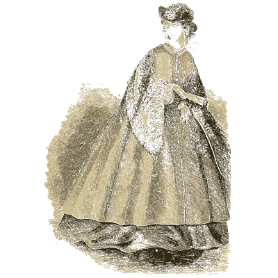 Woman in a lace shawl and crinoline - Godey's Lady's Book, 1864 - 1864